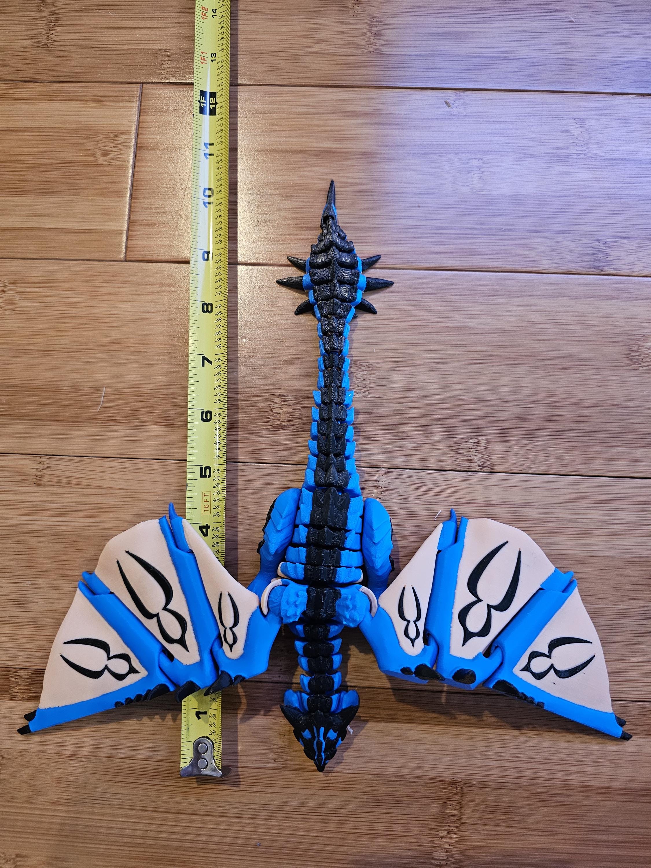 Rathalos Articulated 3D Print - Monster Hunter Inspired - Red and Blue ...