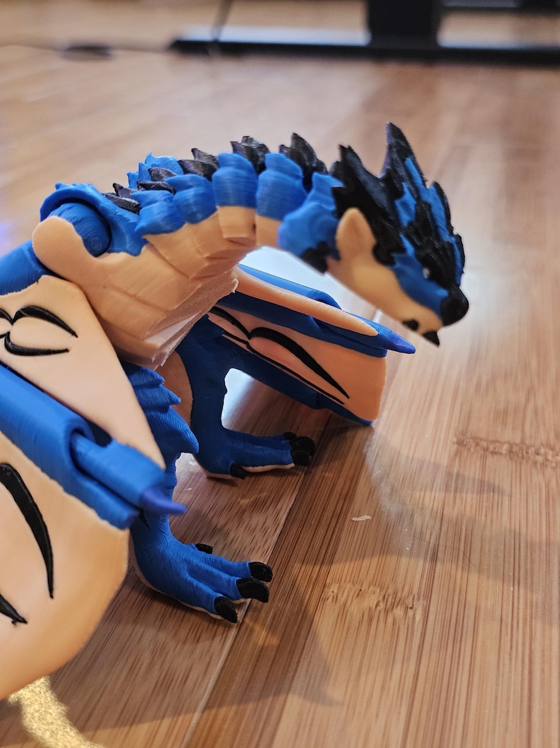 Rathalos Articulated 3D Print - Monster Hunter Inspired - Red and Blue ...