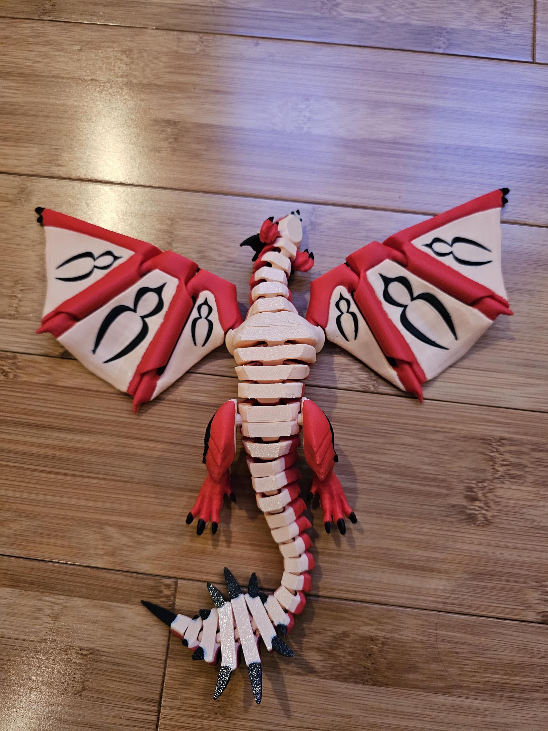Rathalos Articulated 3D Print - Monster Hunter Inspired - Red and Blue ...