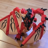 Rathalos Articulated 3D Print - Monster Hunter Inspired - Red and Blue ...