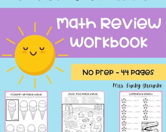 Eindejaarspakket 4e klas, digitale download, zomerwerkboek, 44 pagina's met leren en plezier, geen voorbereidingsafdrukbare zomerwerkbladen
