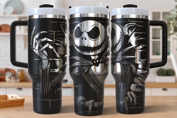 Halloween Skeleton Laser Engraved SVG Design for 40oz Tumbler, Digital Download, SVG For Laser Rotary, 40oz Tumbler Laser Design