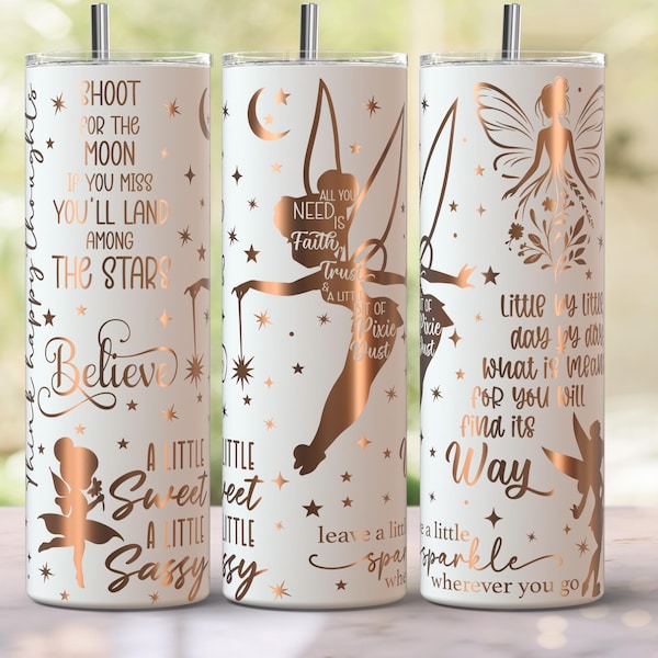 Fairy Pixie Dust 20oz Laser Tumbler SVG, 20oz Skinny Laser Tumbler Wrap, Laser Engraved Design Digital Download- Garden Fairies