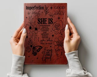 She Is Affirmation Notebook/Journal Cover Stencil Design SVG & PNG File Digital Download,