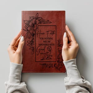Diseño de plantilla para portada de cuaderno/diario "Ten fe en Dios" (archivo SVG y PNG para descarga digital)