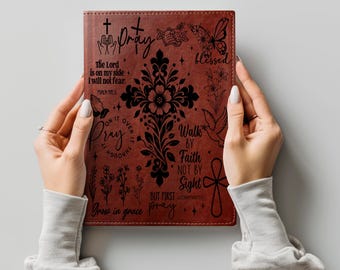 Prayer Notebook/Journal Cover Stencil Design SVG & PNG File Digital Download,
