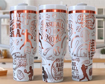 Baseball Mom Laser Engraved Wrap 40oz Tumbler SVG PNG Seamless Design