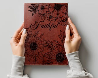 Faithful Sunflower Notebook/Journal Cover Stencil Design SVG & PNG File Digital Download