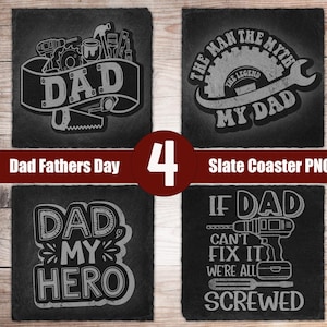Fathers Day Slate Laser Coaster Files, Dad PNG Laser Engrave, Glowforge File, Dad My Hero Laser File Digital Download, Slate Coasters