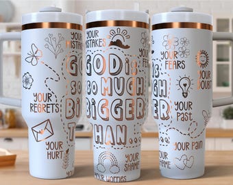 Gott ist größer Laser graviertes Design für 40 Unzen Becher, digitaler Download, SVG für Laser Rolling, christlicher 40 Unzen Becher Laser Design