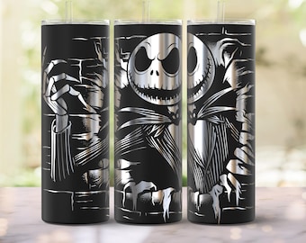 Skeleton Halloween 20oz Laser Tumbler SVG, 20oz Skinny Laser Tumbler Wrap, Laser Engraved Design Digital Download- Halloween Character
