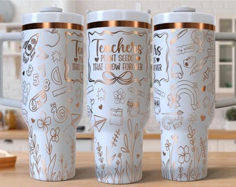 Teacher Laser Engraved Wrap 40oz Tumbler SVG PNG Seamless Design