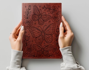 Butterfly Roses Laser Notebook/Journal Cover Stencil Design SVG & PNG File Digital Download