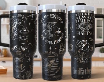 Angeln Laser gravierte 40 Unzen Tumbler Full Wrap Design, digitaler Download, SVG für Laser Rolling, Angelrute 40 Unzen Tumbler Laser Wrap