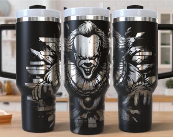 Spooky Halloween Clown Laser Engraved SVG Design for 40oz Tumbler, Digital Download, SVG For Laser Rotary, 40oz Tumbler Laser Design