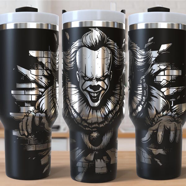 Spooky Halloween Clown Laser Engraved SVG Design for 40oz Tumbler, Digital Download, SVG For Laser Rotary, 40oz Tumbler Laser Design