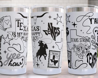 Texas Rodeo Laser Engraved Full Wrap Design for 20oz & 30oz Tumblers, Digital Download, Seamless SVG, Tumbler Wrap For Rotary - Western Wrap