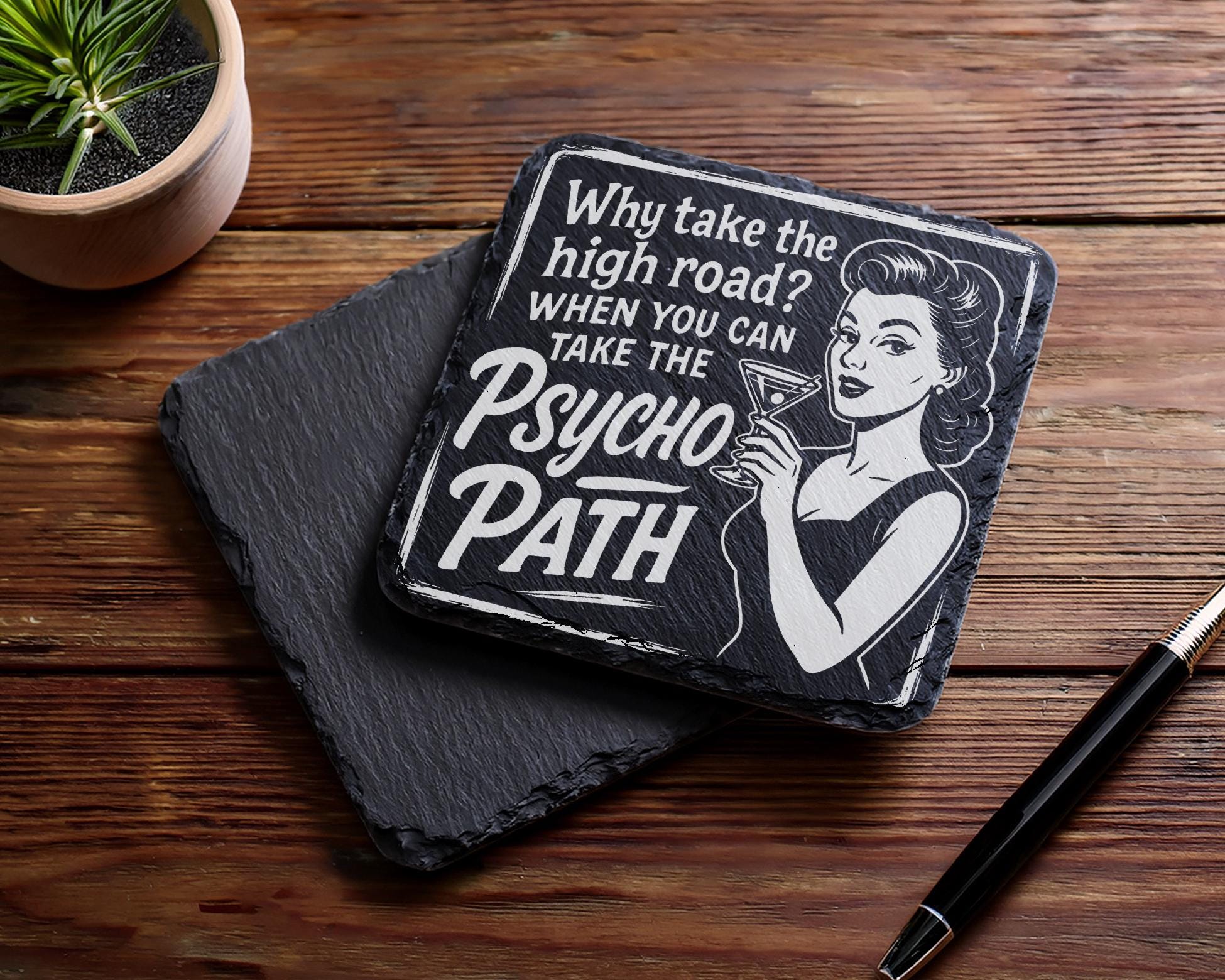 Slate Coaster Rude 4 Sarcastic Wife Slate Coaster Laser Files PNG & SVG for Engraving ...