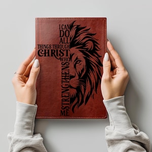 All Things Through Christ Notebook/Journal Cover Stencil Design SVG & PNG File Digital Download,