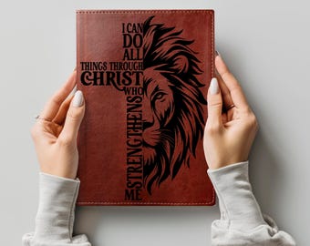 All Things Through Christ Notebook/Journal Cover Stencil Design SVG & PNG File Digital Download,