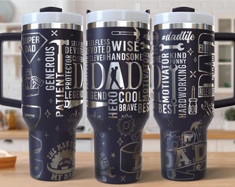Super DAD Laser Engraved Full Wrap Design for 40oz Quencher Tumbler Fathers Day
