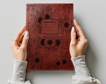 Sunflowers Composition Book Notebook/Journal Cover Stencil Design SVG & PNG File Digital Download