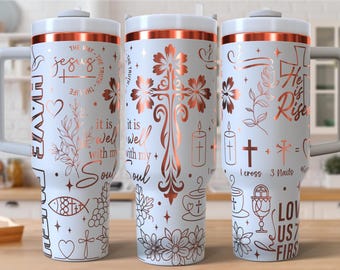 Vaso cristiano de 40 oz con grabado láser, archivo SVG láser con la cruz de Jesús, diseño grabado láser de 40 oz, archivo de grabado láser