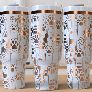 Cat Paws Laser Engraved Full Wrap Design for 40oz Tumbler, Digital Download, SVG For Laser Rotary, Kitty Cat 40oz Tumbler Laser Wrap