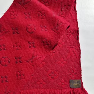 Louis Vuitton Schal Muffler authentische Wolle / Seide LV Logomania Monogramm Vintage Damen roter Schal Made in Italy