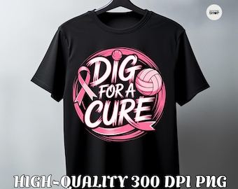 Breast Cancer Awareness Volleyball SVG PNG Clipart: Dig for a Cure