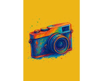 Colorful Camera Art Print, Vibrant Photography Wall Decor, Modern Home Aesthetics, Unique Gift for Photographers, Art Lovers