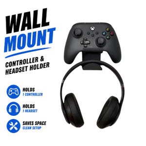 Xbox & PS5 Controller Wall Mount with Headset Holder | Gaming Controller Stand | Wall Organizer for Gamer Setup