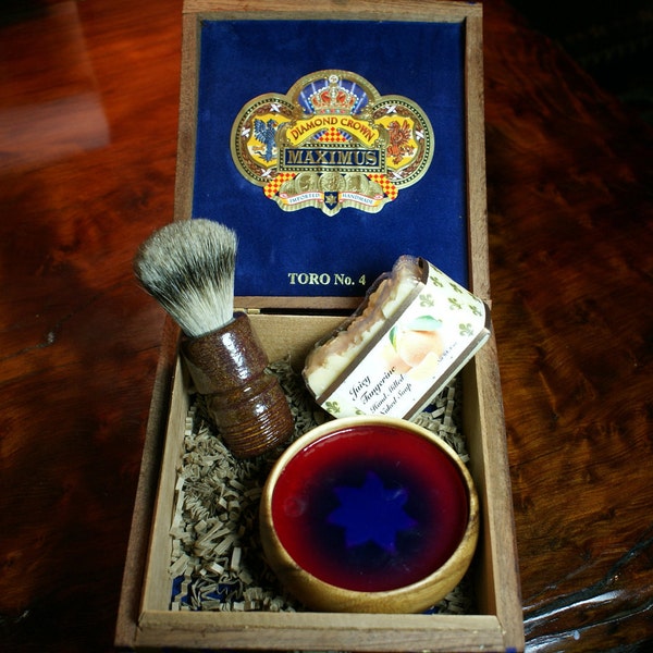 Hand Made Badger Shave Brush & Soap Kit