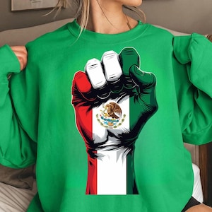 Mexican Flag Raised Fist PNG: Patriotic Latino Pride Design (Digital Download)