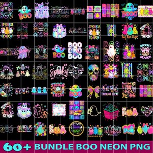 Halloween Spooky PNG Bundle: Neon Shirt Designs (Digital Download)