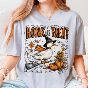 Honk or Treat Halloween Goose PNG, Cute Goose Witchy Halloween Png Design, Fall Shirt Png, Spooky Goose png,Retro Halloween Sublimation Png