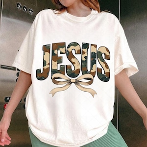 Camo Jesus Coquette PNG: Christian Sublimation Design (Digital Download