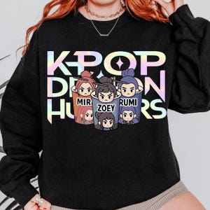 Kpop Demon Hunters Sticker PNG, Cute Chibi Mira Zoey Rumi Digital Download, Anime Korean Idol Holographic Lettering Design