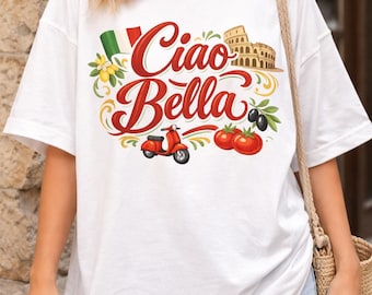 Ciao Bella Italian Summer Design PNG, T Shirt Sublimation Graphic (Digital Download)