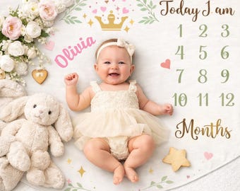 Personalized Baby Name Monthly Milestone Blanket (Digital Download)