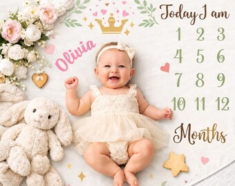 Personalized Baby Name Monthly Milestone Blanket