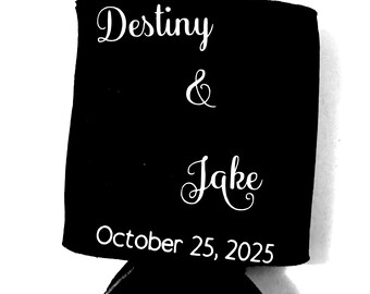 Custom wedding can cooler- wedding favors, wedding koozies