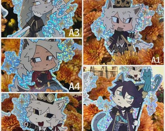 Identity V Halloween Cat Stickers – Glittery Survivor & Hunter