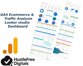 GA4 overall Traffic Analysis & Ecommerce Dashboard template light theme