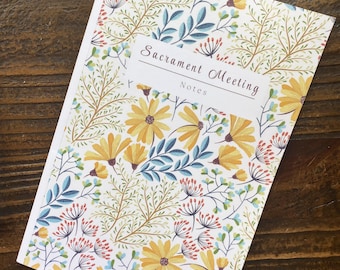 Notes Sacrament Meeting Guided Journal LDS Sunday Morning Worship Daily Come Follow Me Scripture Study Application Gift for Women Wildflower