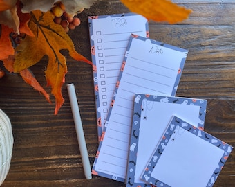 Halloween Notepad Set Seasonal Notes To Do List October Spooky Gift for Teacher Stationery Set Handmade Tear Off Memo Pad Halloween Theme