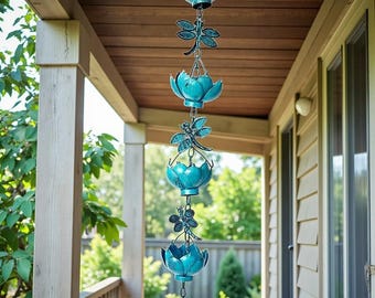 Dragonfly Metal Garden Hanging Rain Catcher Decor