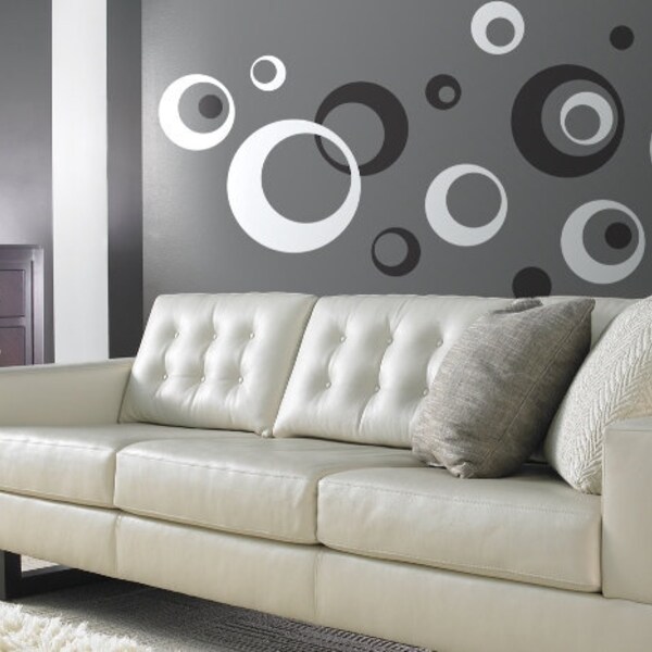 Retro Wall Vinyl Sticker Decal Circles Rings Dots Kids 2 color