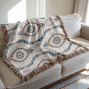 Boho gewebte Wurfdecke, Decke aus 100% Baumwolle, Boho Wohndekor, Boho Design Sofa Decke, Southwestern Decke, Vintage Decke