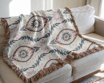 Boho woven throw blanket, 100% Cotton Blanket, Bohemian Home Decor, Boho Design Sofa Blanket, Southwestern Blanket, Vintage Blanket